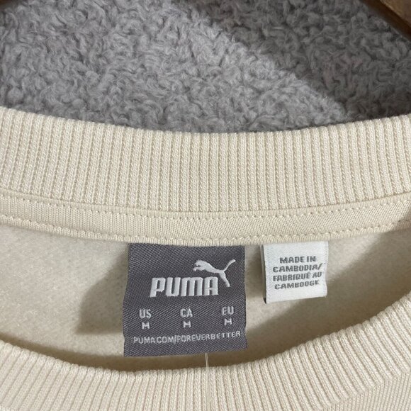 NEW Puma Womens M Cream Crewneck Sweatshirt Cotton/Polyester Blend - Picture 4 of 8